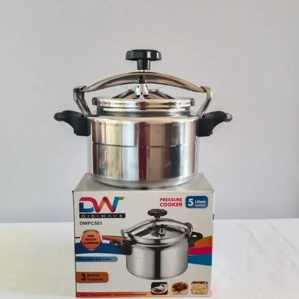 Digiwave aluminium pressure cooker DWPC 501 โ 5L Durable & Efficient Kitchen Pressure Cooker